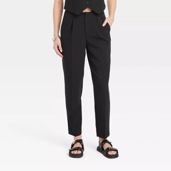 Women's High-Rise Tailored Trousers - A New Day™, New - Black- Size 8 - Picture 1 of 3